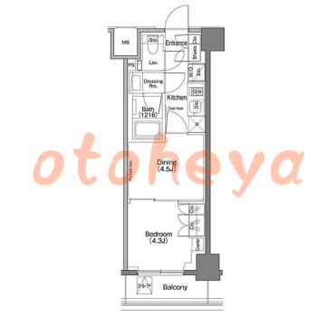 グランドピアノ可の賃貸物件 1 DK 16.8万円の図面１