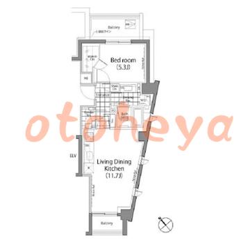 楽器可の賃貸物件 1 LDK 24.9万円の図面１