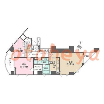 楽器可の賃貸物件 2 LDK 58万円の図面１