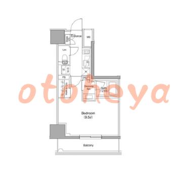 楽器可の賃貸物件 1 K 12万円の図面１