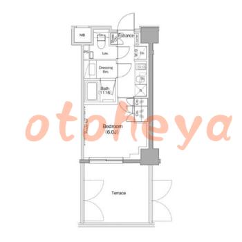 楽器可の賃貸物件 1 K 12.3万円の図面１