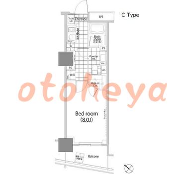 防音室のある楽器可 賃貸物件 1 K 16万円の図面１