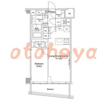 楽器可の賃貸物件 1 LDK 28万円の図面１