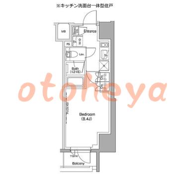 グランドピアノ可の賃貸物件 1 K 12.6万円の図面１