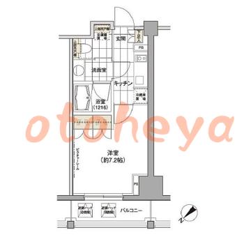 防音室のある楽器可 賃貸物件 1 K 14万円の図面１