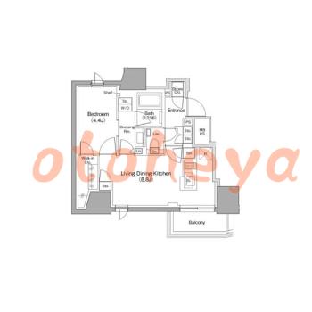 楽器可の賃貸物件 1 LDK 16万円の図面１