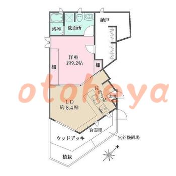 楽器可の賃貸物件 1 LDK 17万円の図面１