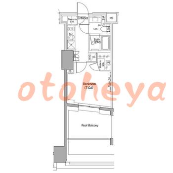 防音室のある楽器可 賃貸物件 1 K 13.7万円の図面１