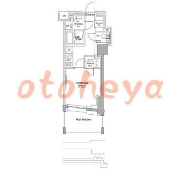 防音室のある楽器可 賃貸物件 1 K 14.2万円の図面１