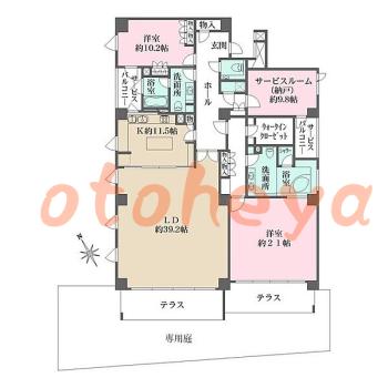 防音室のある楽器可 賃貸物件 2 SLDK 140万円の図面１