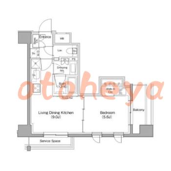 楽器可の賃貸物件 1 LDK 19.7万円の図面１