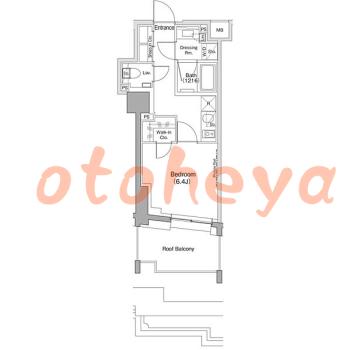 防音室のある楽器可 賃貸物件 1 K 14.1万円の図面１