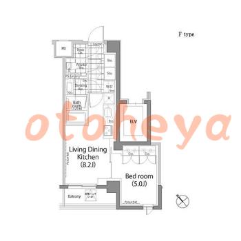 楽器可の賃貸物件 1 LDK 21.3万円の図面１