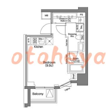 グランドピアノ可の賃貸物件 1 R 17.4万円の図面１