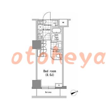 楽器可の賃貸物件 1 K 13.6万円の図面１