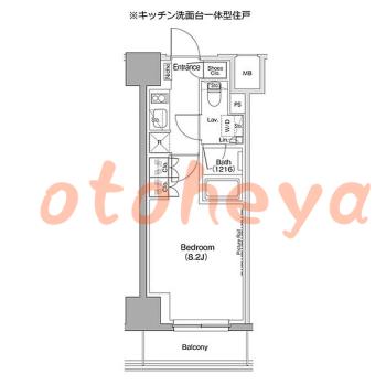 防音室のある楽器可 賃貸物件 1 K 13.4万円の図面１
