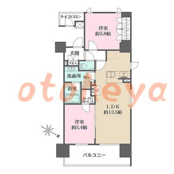 物件 2 LDK 27.9万円の図面１