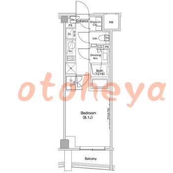 物件 1 K 16.5万円の図面１
