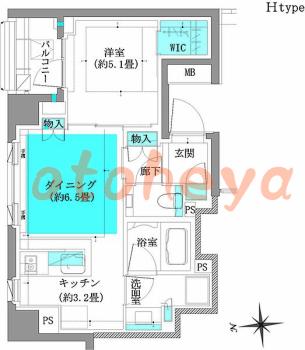 防音室のある楽器可 賃貸物件 1 DK 18.3万円の図面１