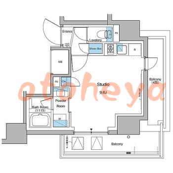 楽器可の賃貸物件 1 R 11.4万円の図面１