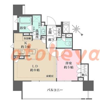 楽器可の賃貸物件 1 LDK 18.8万円の図面１