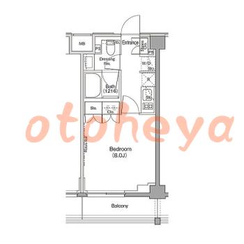 物件 1 K 13.8万円の図面１