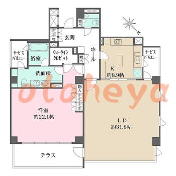 楽器可の賃貸物件 1 LDK 94.5万円の図面１