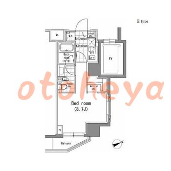 楽器可の賃貸物件 1 K 15.4万円の図面１