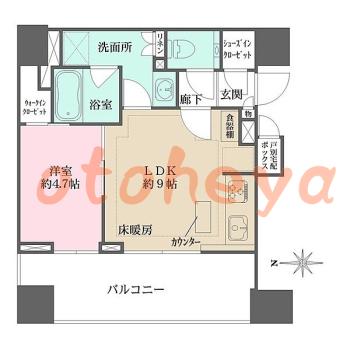 楽器可の賃貸物件 1 LDK 20万円の図面１