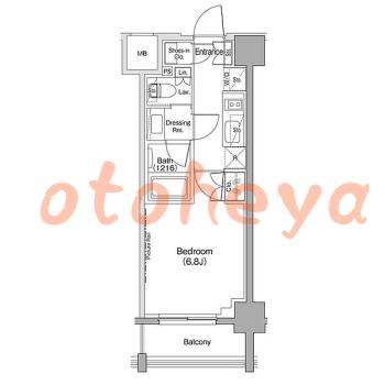 グランドピアノ可の賃貸物件 1 K 12万円の図面１
