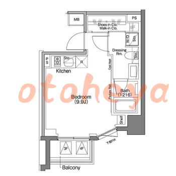 楽器可の賃貸物件 1 R 15.5万円の図面１