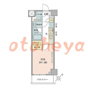 防音室のある楽器可 賃貸物件 1 K 14.9万円の図面１