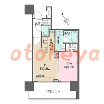 グランドピアノ可の賃貸物件 1 DK 23.5万円の図面１