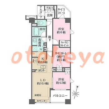 楽器可の賃貸物件 2 SLDK 27.5万円の図面１