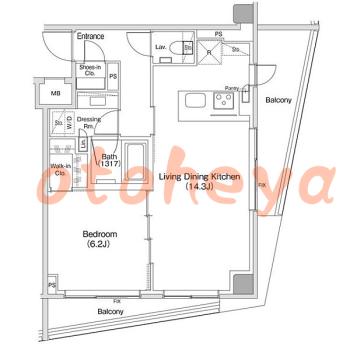 物件 1 LDK 35.5万円の図面１