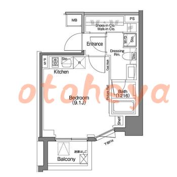 グランドピアノ可の賃貸物件 1 R 14.7万円の図面１