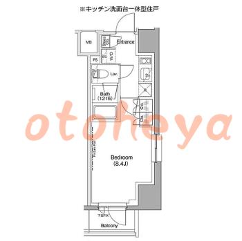 防音室のある楽器可 賃貸物件 1 K 13.2万円の図面１