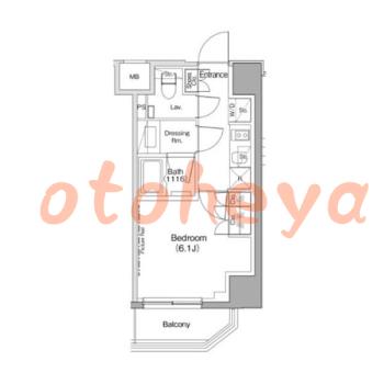 楽器可の賃貸物件 1 K 12.8万円の図面１
