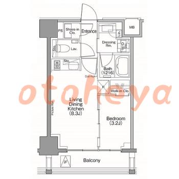 楽器可の賃貸物件 1 LDK 22万円の図面１