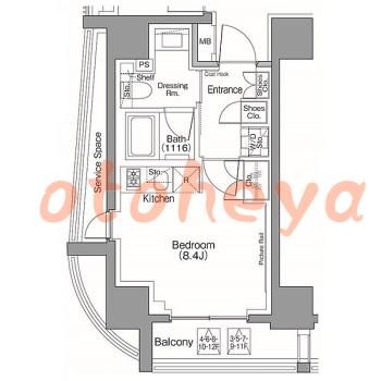 楽器可の賃貸物件 1 R 16.9万円の図面１