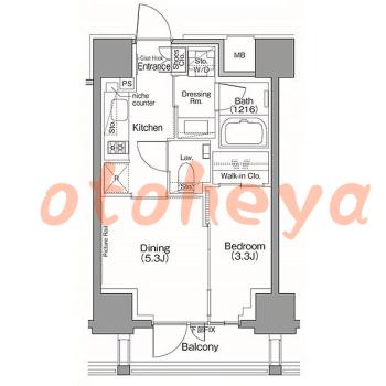 楽器可の賃貸物件 1 DK 19.5万円の図面１