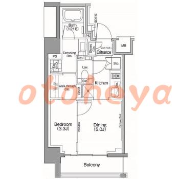 楽器可の賃貸物件 1 DK 21.1万円の図面１
