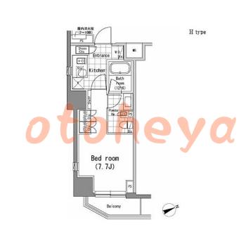 楽器可の賃貸物件 1 K 14.2万円の図面１