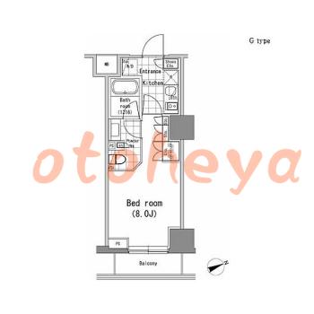 楽器可の賃貸物件 1 K 14万円の図面１