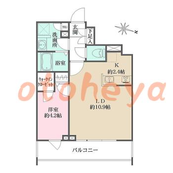 楽器可の賃貸物件 1 LDK 14.7万円の図面１