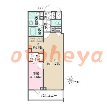 楽器可の賃貸物件 1 LDK 15.7万円の図面１