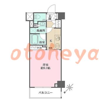 楽器可の賃貸物件 1 K 15.8万円の図面１
