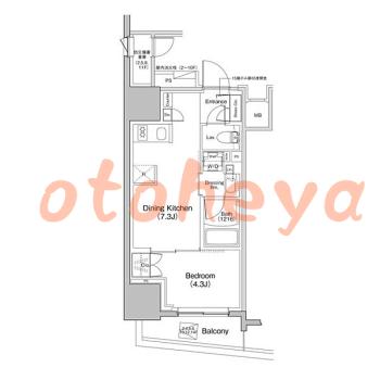 楽器可の賃貸物件 1 DK 12.7万円の図面１