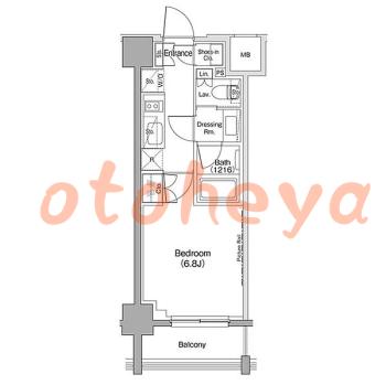 防音室のある楽器可 賃貸物件 1 K 11.7万円の図面１