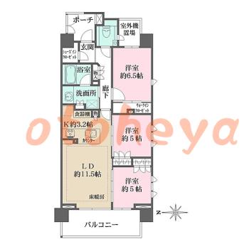 楽器可の賃貸物件 3 LDK 28万円の図面１